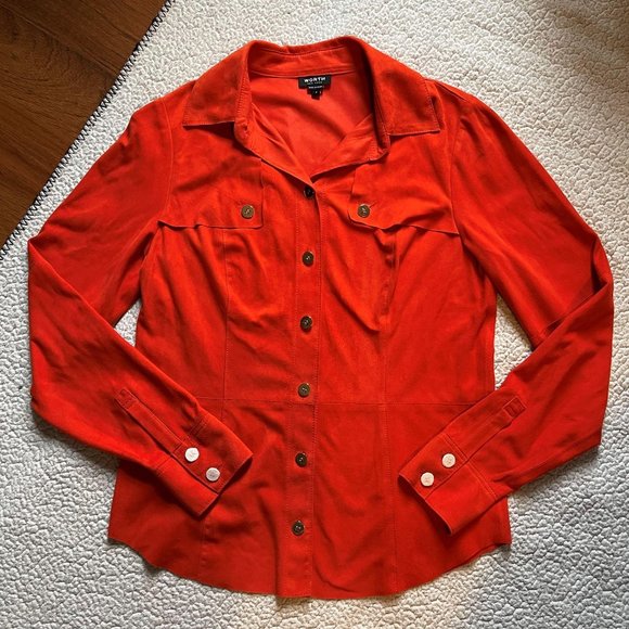 Worth New York 100% Genuine Leather Button Down 8